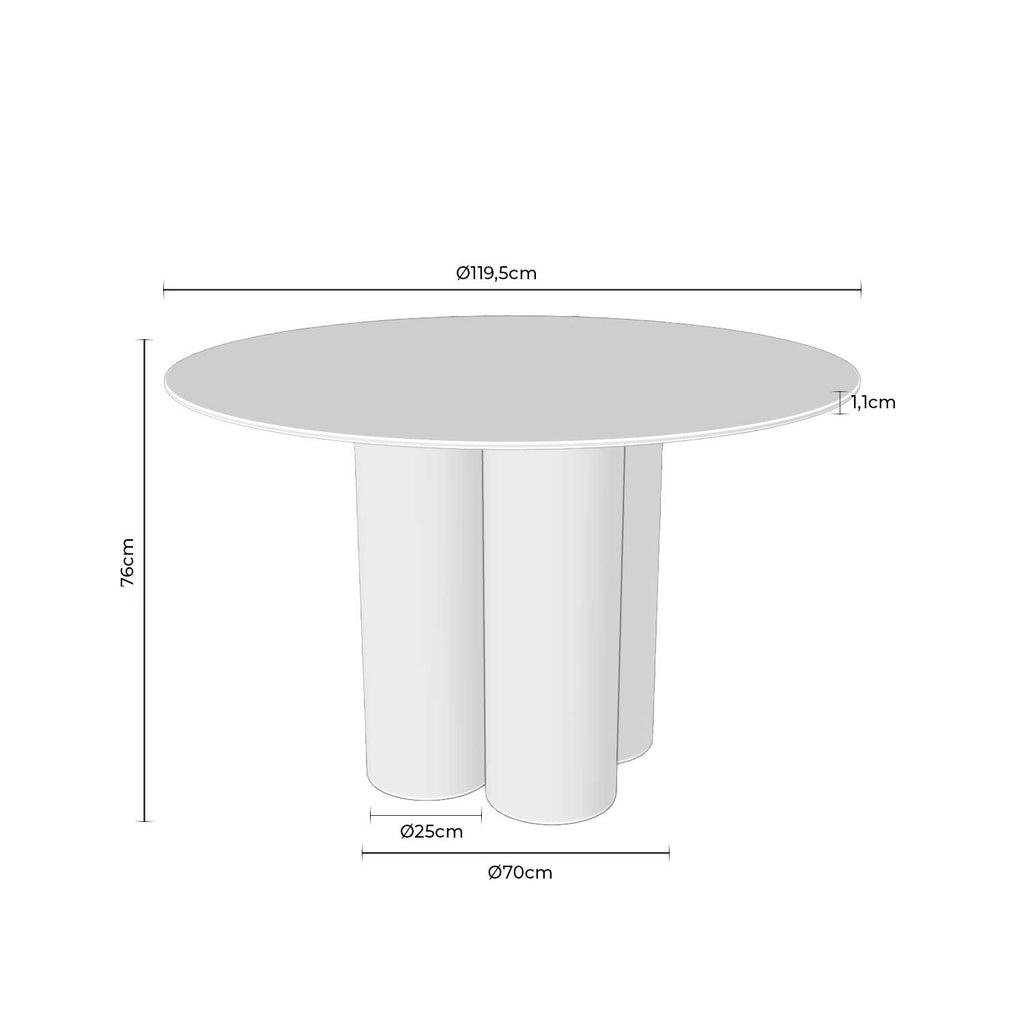Mesa Tracy Redonda 120cm  - Travertino/Carvalho