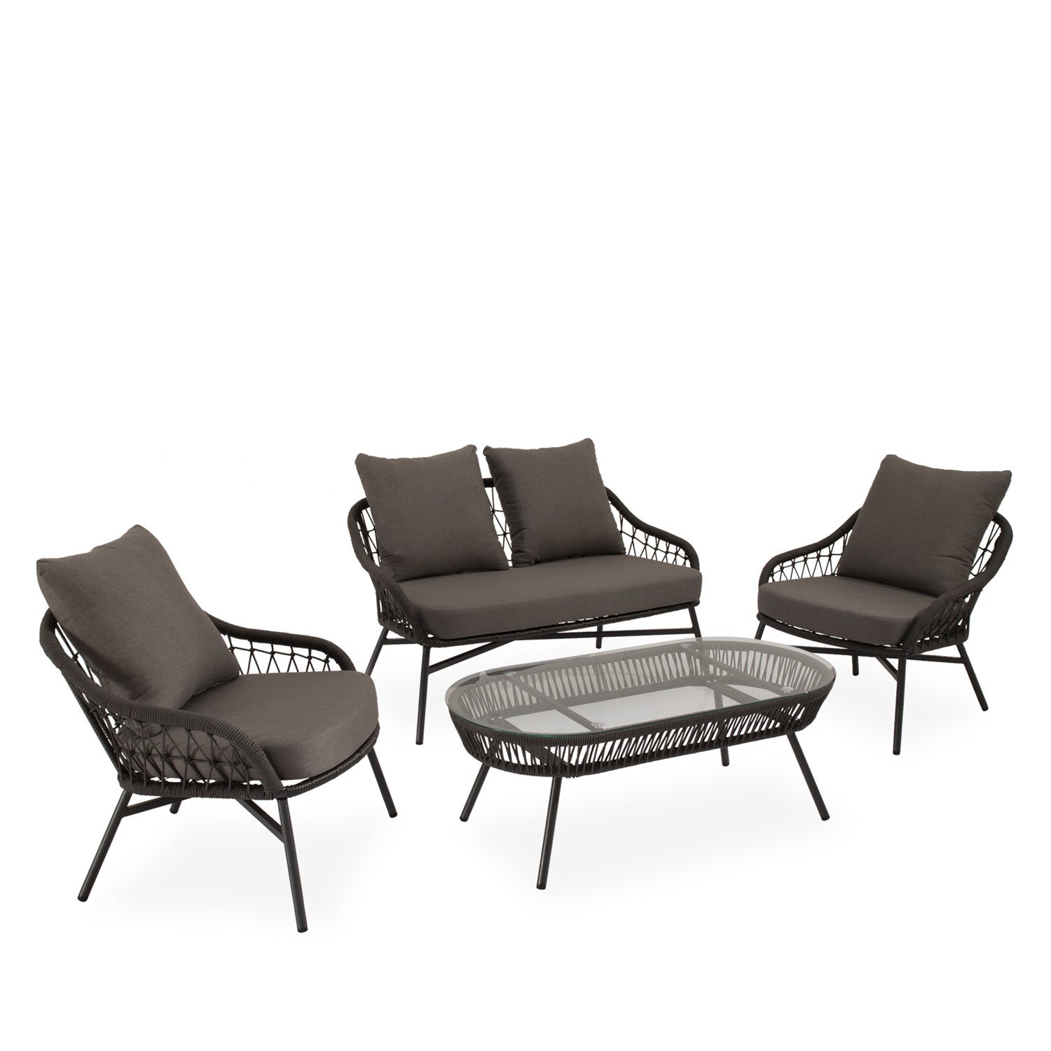 Conjunto Sintra sofá/cadeirões /mesa centro em cinza