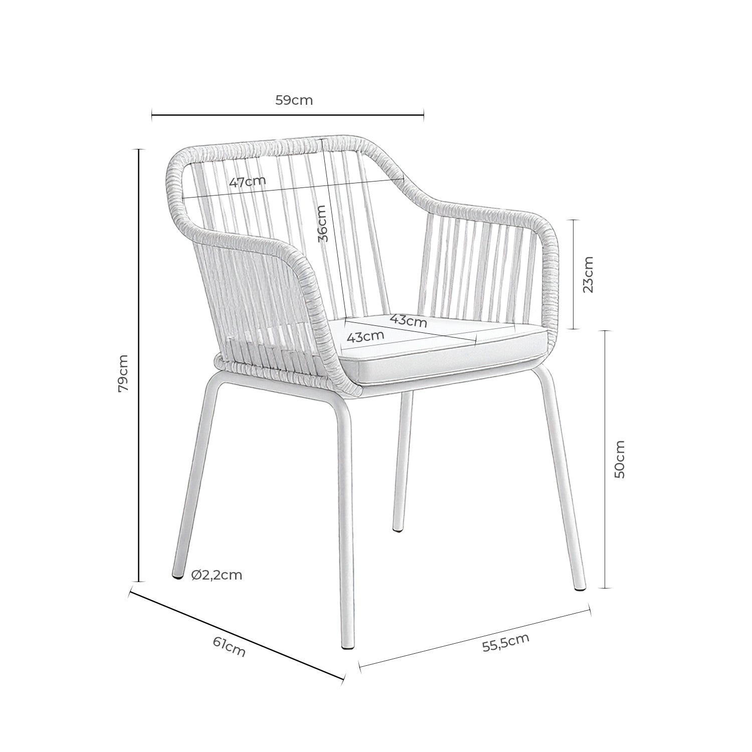 Cadeira Penny natural /branco