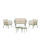 SET MIKONOS SOFA/Cadeirões/2 mesas centro VERDE