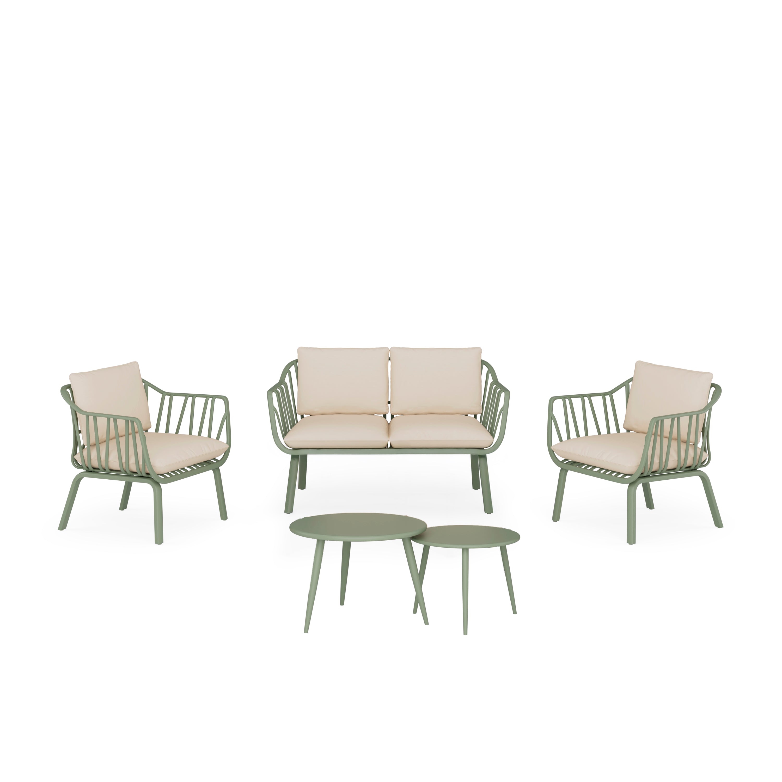 SET MIKONOS SOFA/Cadeirões/2 mesas centro VERDE