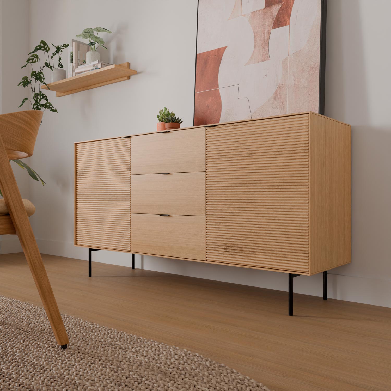 Aparador Tulsa 160cm carvalho / metal