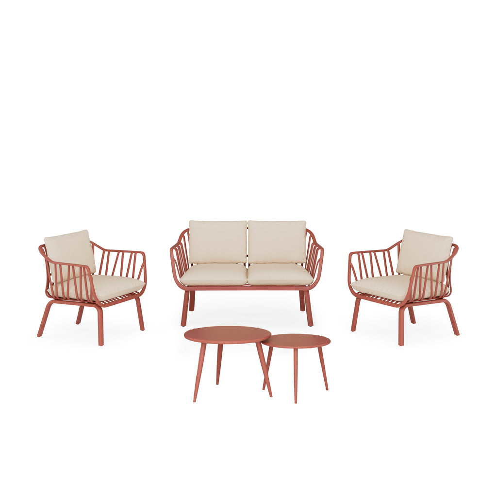 SET MIKONOS SOFA/Cadeirões/2 mesas centro TERRACOTA