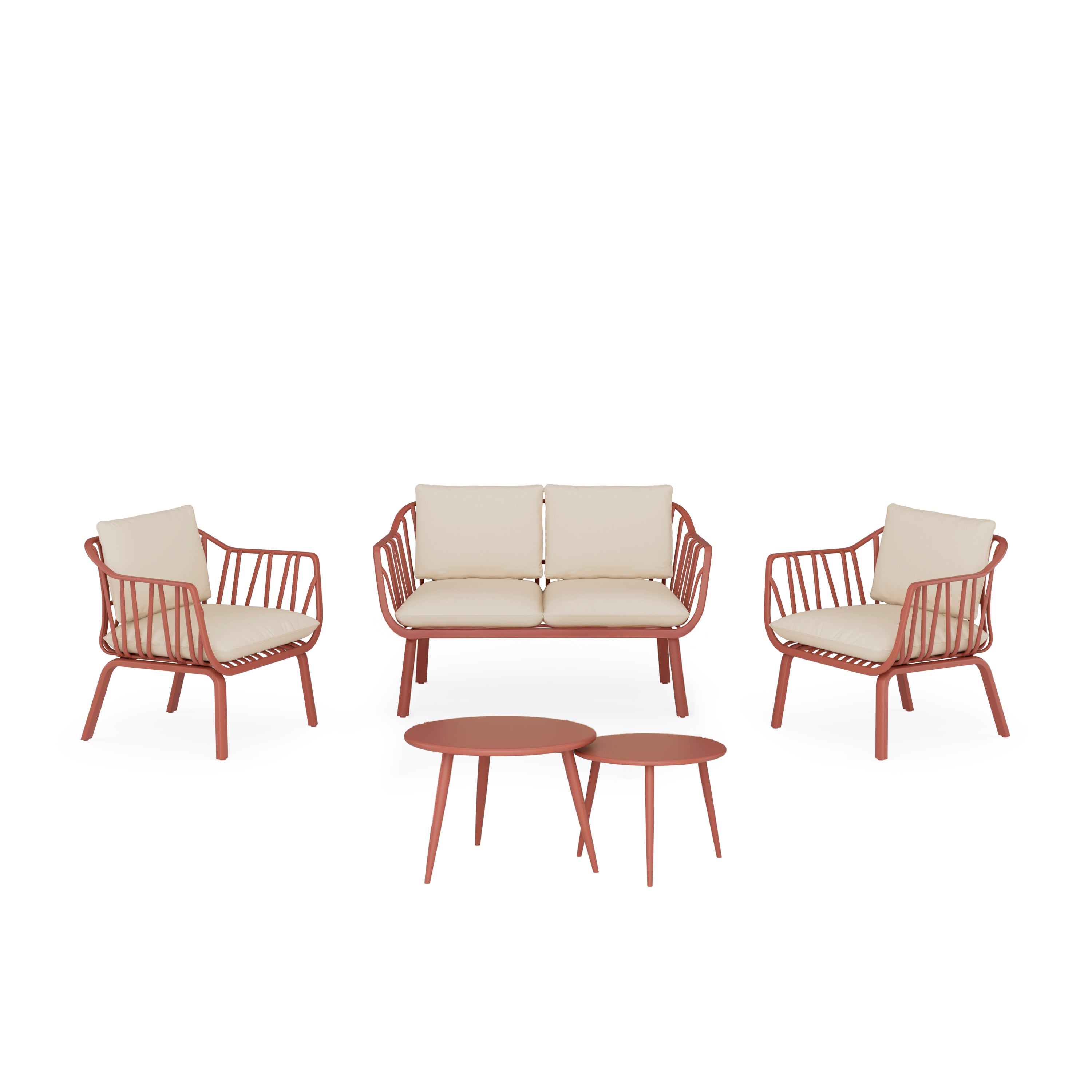 SET MIKONOS SOFA/Cadeirões/2 mesas centro TERRACOTA