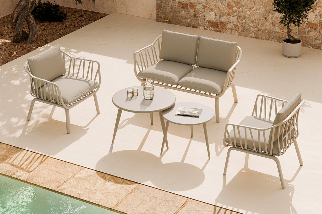 SET MIKONOS SOFA/Cadeirões/2 mesas centro  BEIGE