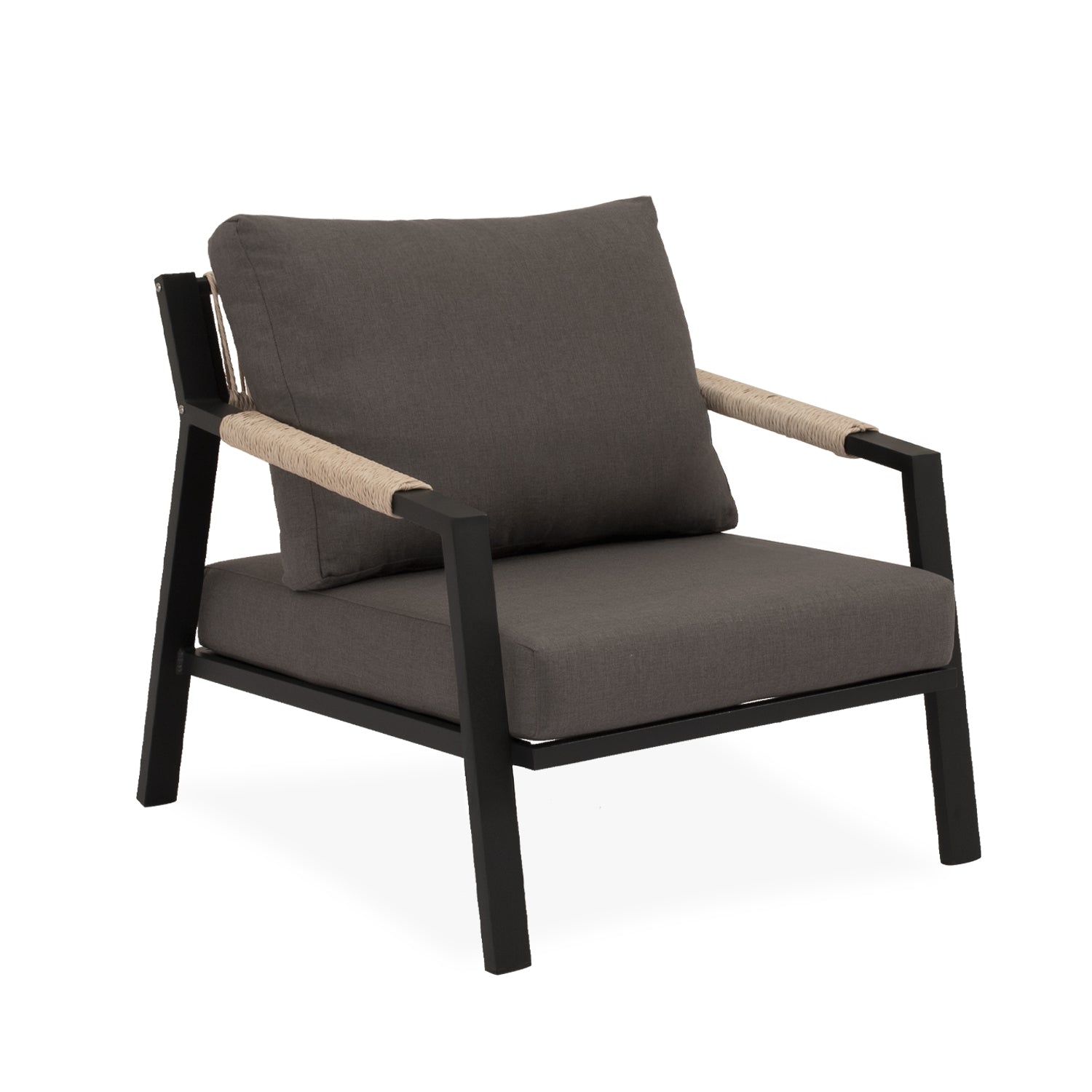 Conjunto Muscat sofá/cadeirões /mesa centro em preto