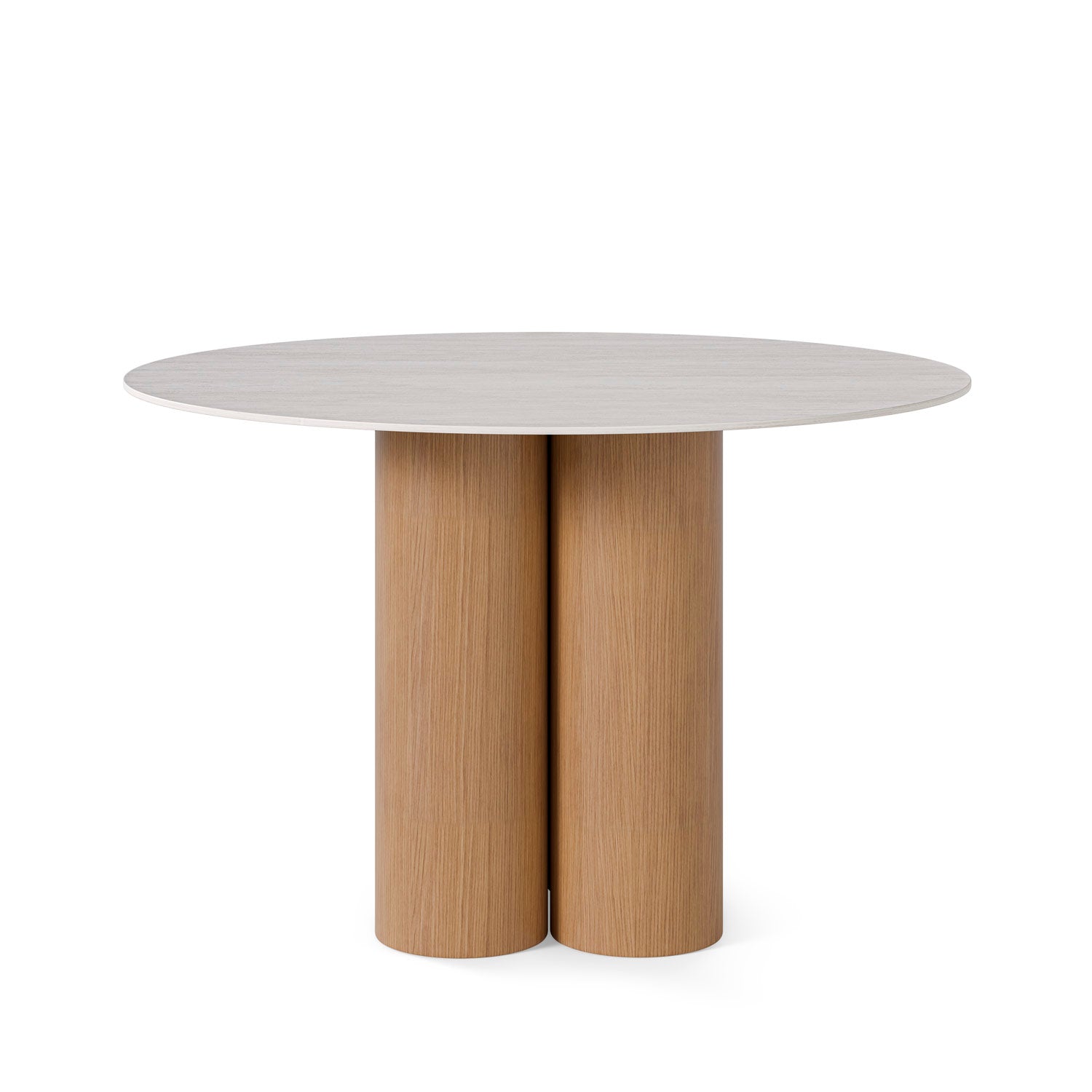 Mesa Tracy Redonda 120cm  - Travertino/Carvalho