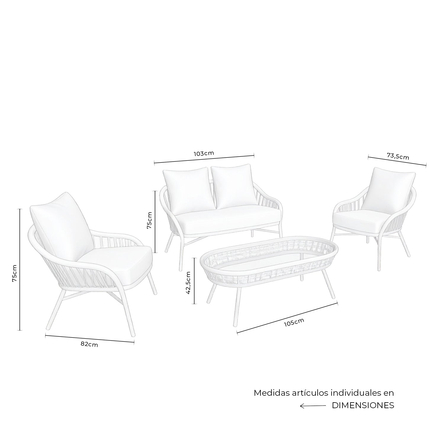 Conjunto Sintra sofá/cadeirões /mesa centro em beige