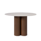 Mesa Tracy Redonda 120cm  - Travertino/Nogueira