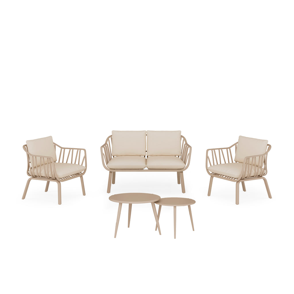 SET MIKONOS SOFA/Cadeirões/2 mesas centro  BEIGE