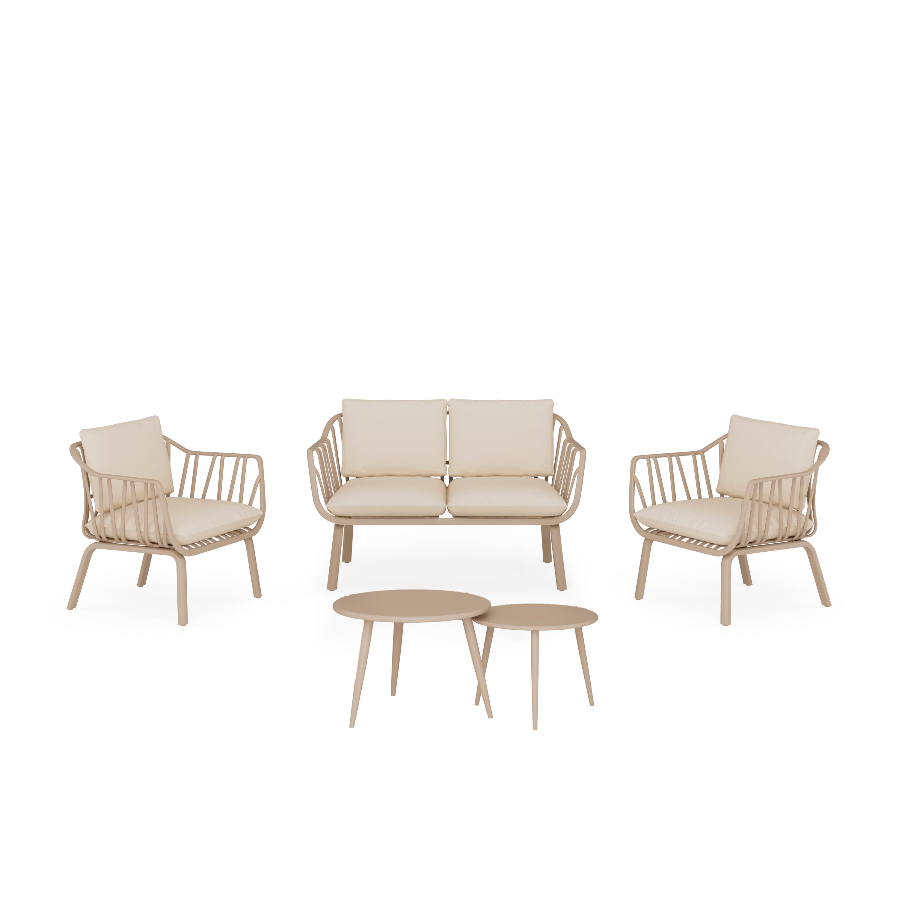 SET MIKONOS SOFA/Cadeirões/2 mesas centro  BEIGE