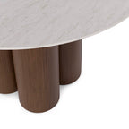 Mesa Tracy Redonda 120cm  - Travertino/Nogueira