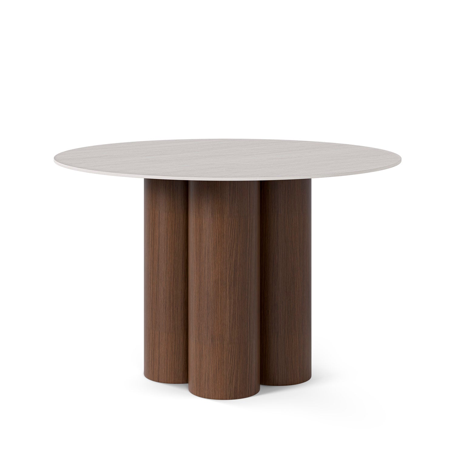 Mesa Tracy Redonda 120cm  - Travertino/Nogueira