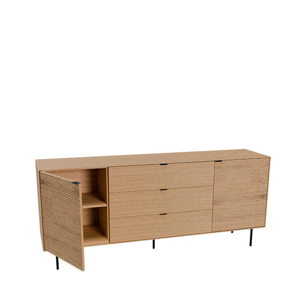 Aparador Tulsa 200 cm 2 portas / 3 Gavetas carvalho / Metal