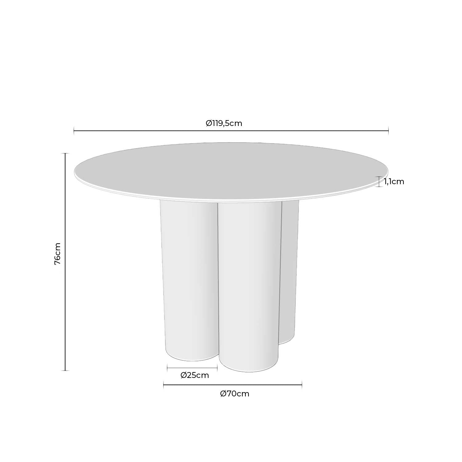 Mesa Tracy Redonda 120cm  - Travertino/Nogueira